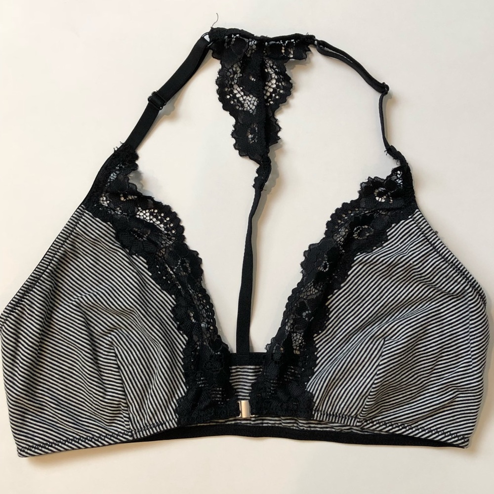 TARGET black lace/stripe Bralette SIZE XL